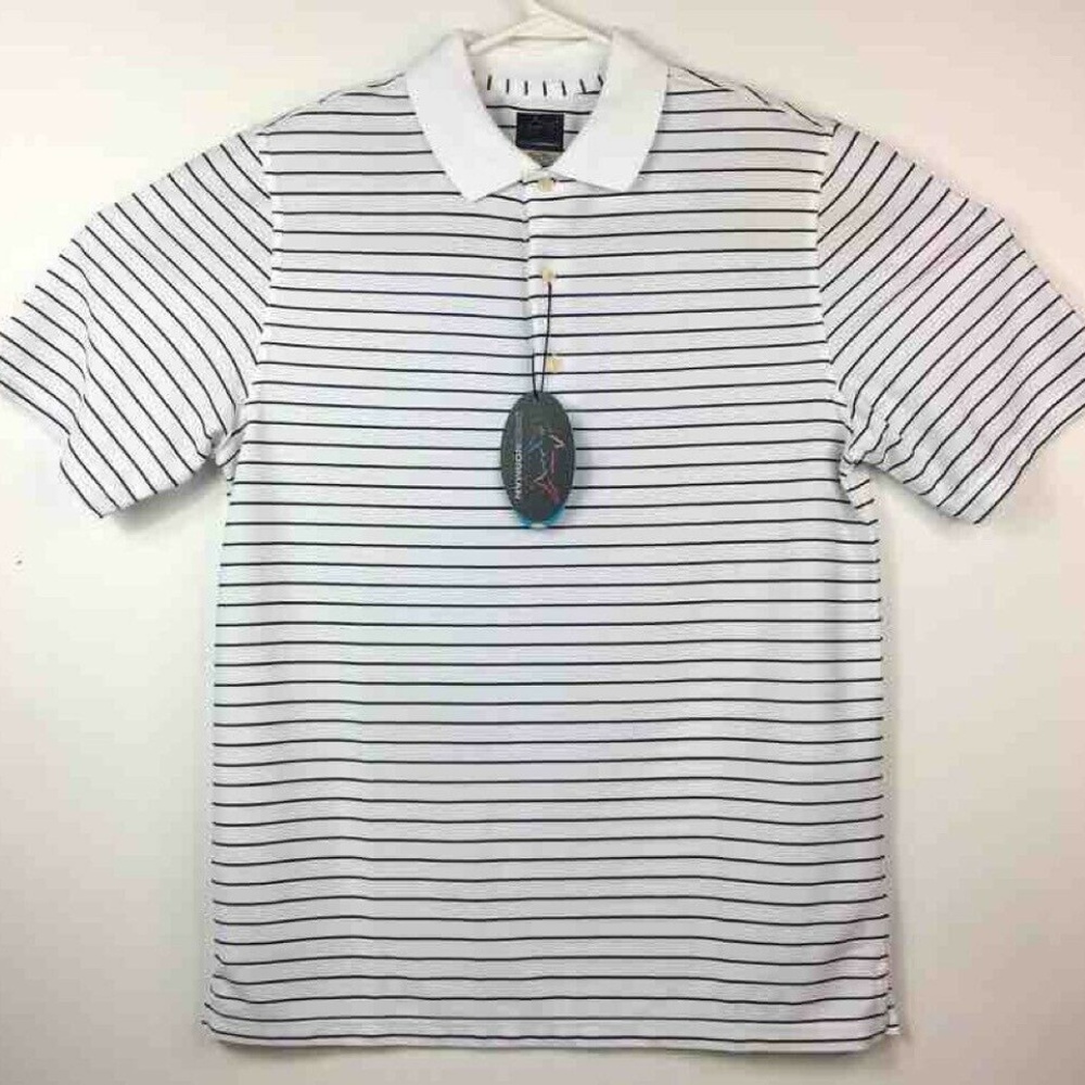 Greg Norman Play Dry Mens Polo Shirt Striped M NWT